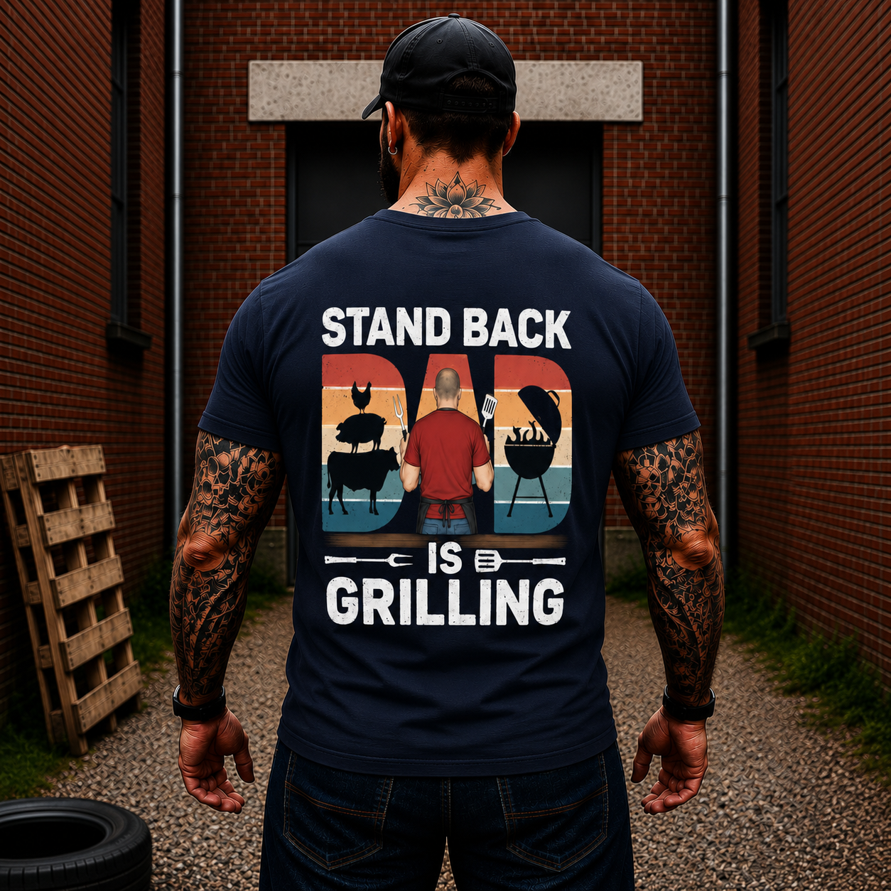 Stand Back Dad Is Grilling Shirt Funny BBQ Dad Graphic Tee Gift For Men