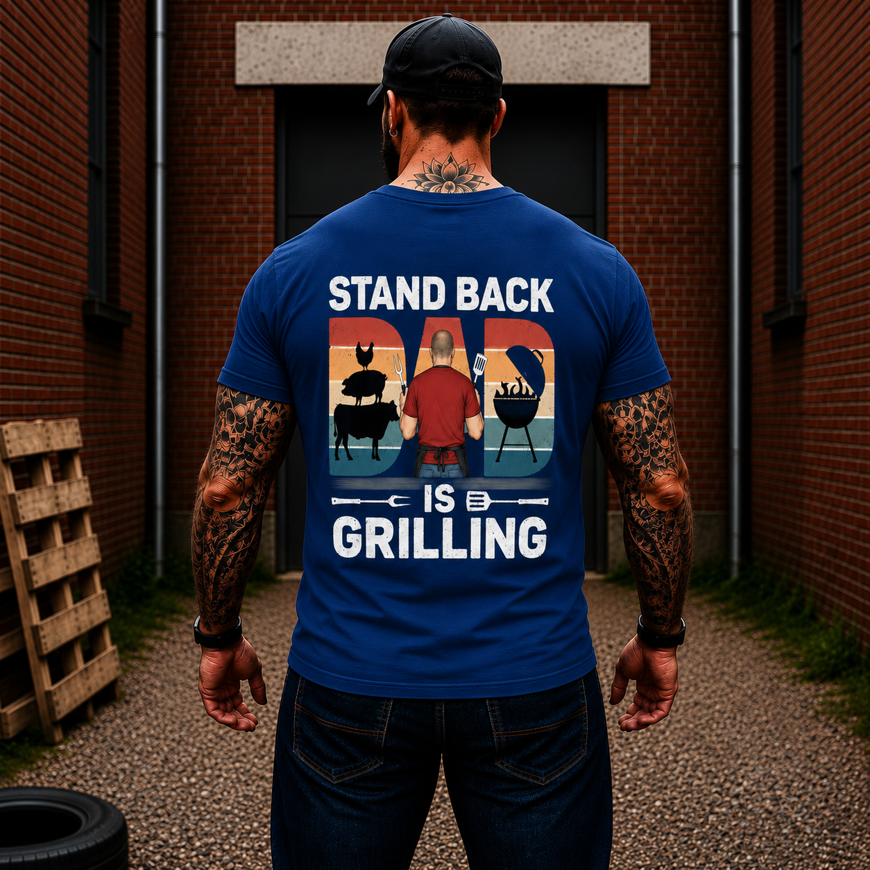 Stand Back Dad Is Grilling Shirt Funny BBQ Dad Graphic Tee Gift For Men