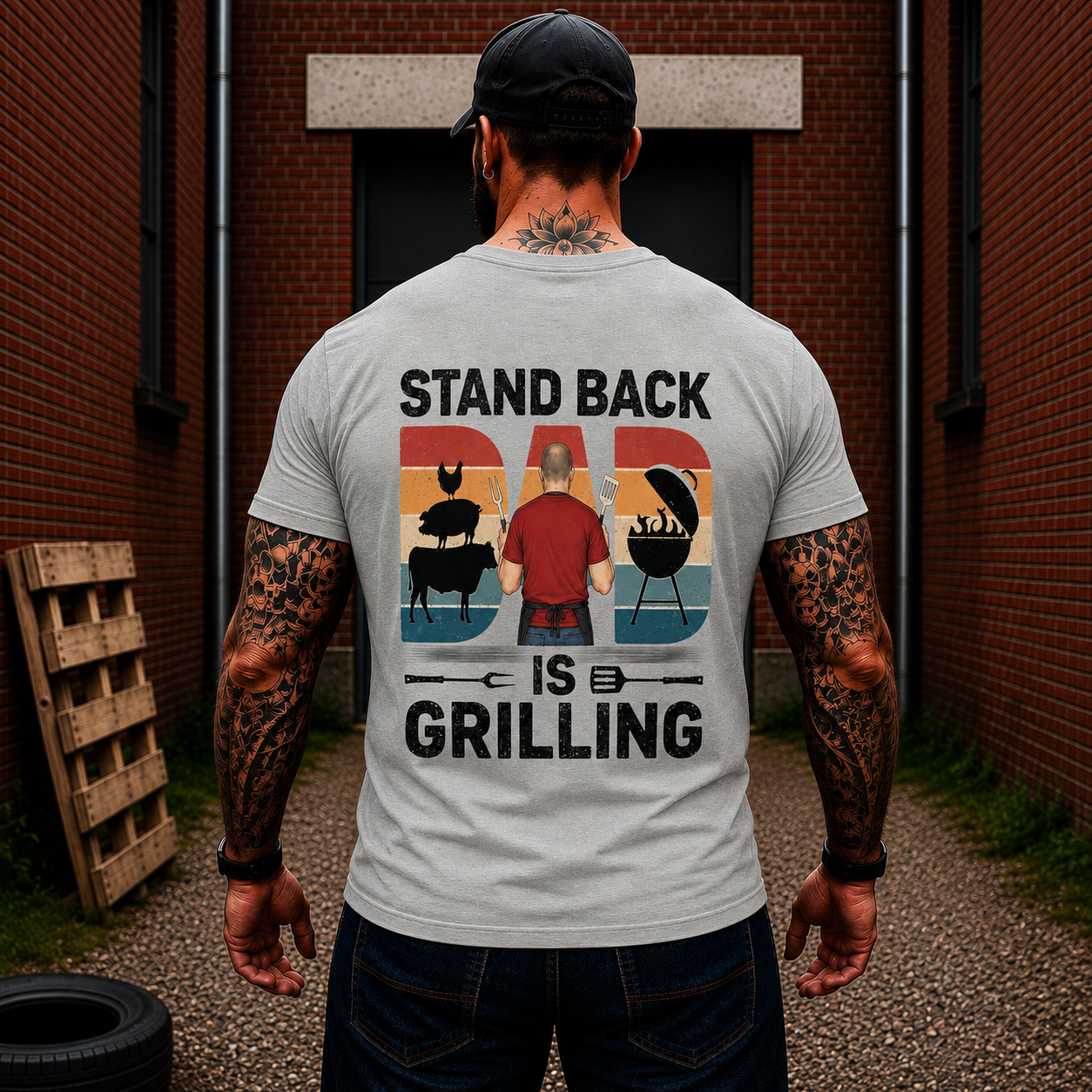 Stand Back Dad Is Grilling Shirt Funny BBQ Dad Graphic Tee Gift For Men