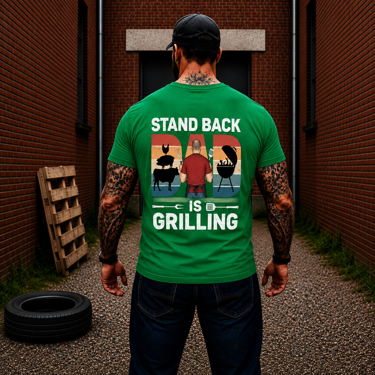 Stand Back Dad Is Grilling Shirt Funny BBQ Dad Graphic Tee Gift For Men