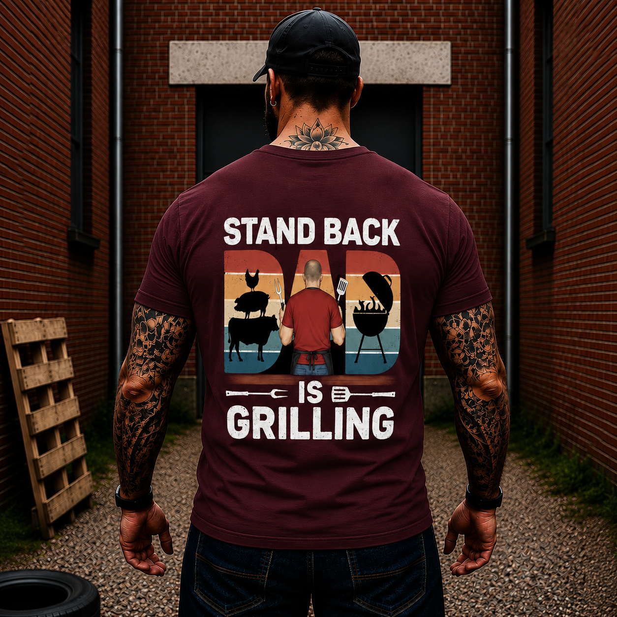 Stand Back Dad Is Grilling Shirt Funny BBQ Dad Graphic Tee Gift For Men