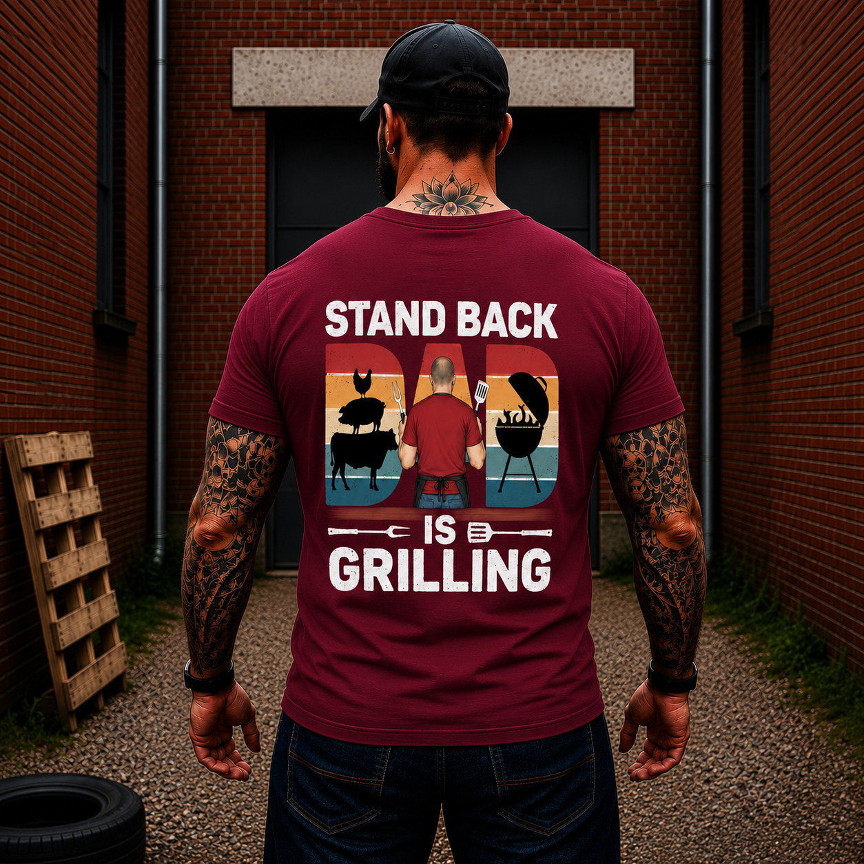 Stand Back Dad Is Grilling Shirt Funny BBQ Dad Graphic Tee Gift For Men