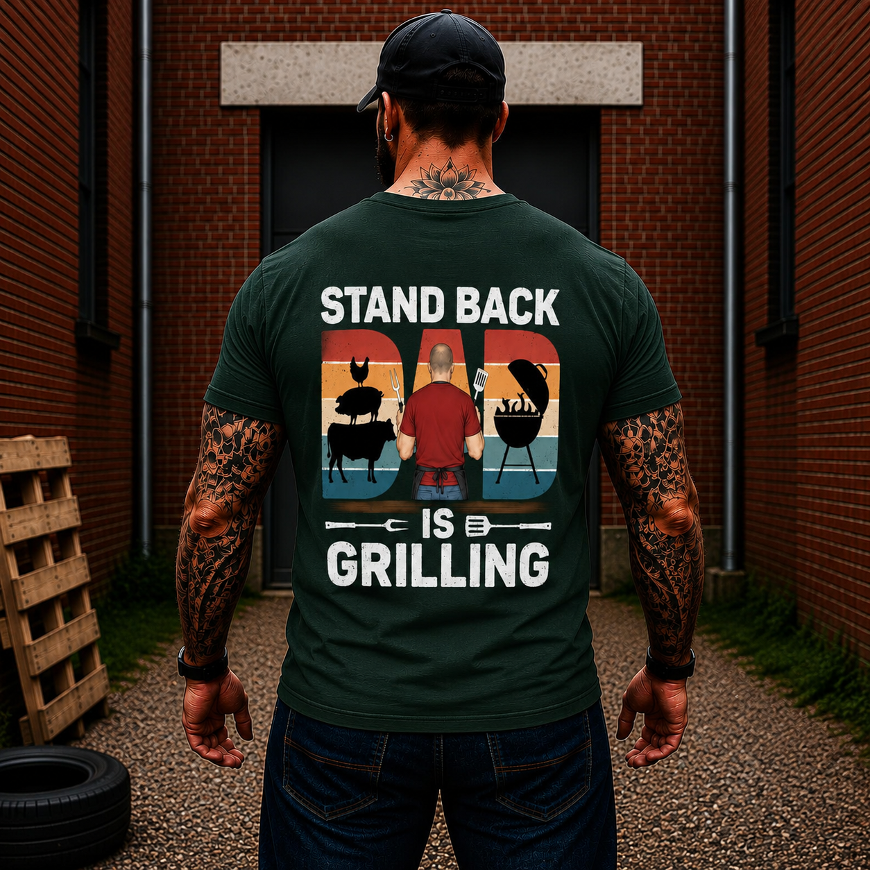 Stand Back Dad Is Grilling Shirt Funny BBQ Dad Graphic Tee Gift For Men