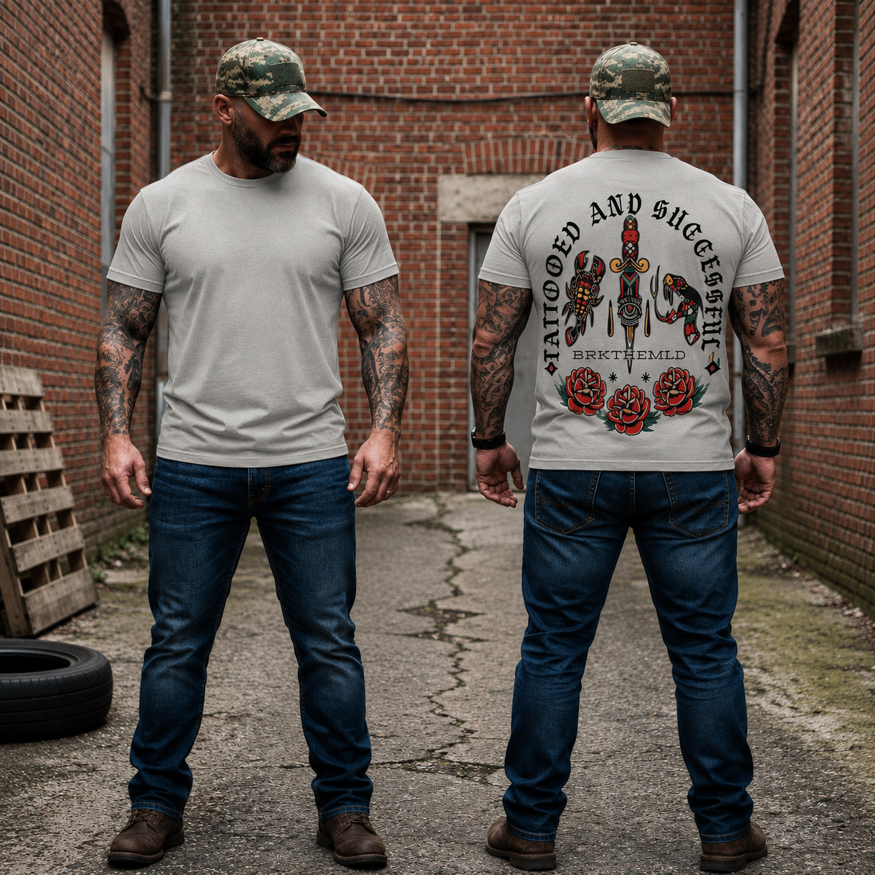 Tattooed And Successful Shirt Traditional Tattoo Graphic Tee Gift For Adults