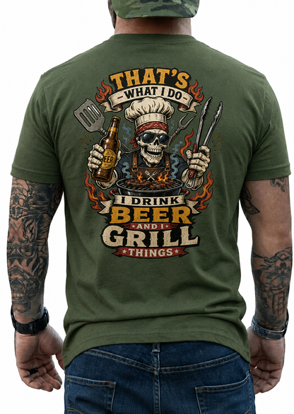 Thats What I Do I Drink Beer And I Grill Things Shirt Funny BBQ Graphic Tee Gift For Men
