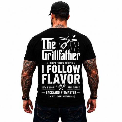 The Grillfather Shirt Funny BBQ Pitmaster Graphic Tee Gift For Men