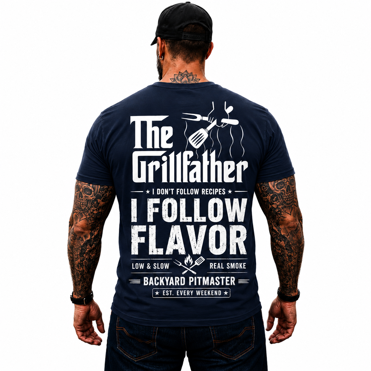 The Grillfather Shirt Funny BBQ Pitmaster Graphic Tee Gift For Men
