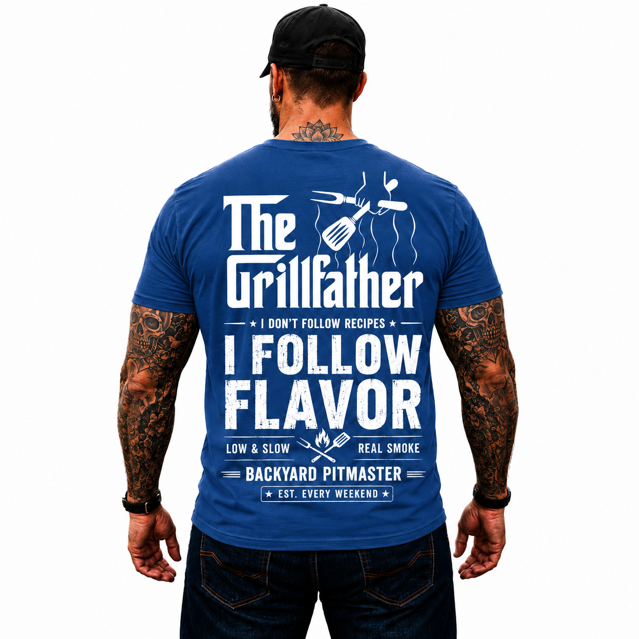 The Grillfather Shirt Funny BBQ Pitmaster Graphic Tee Gift For Men