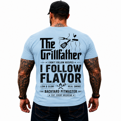 The Grillfather Shirt Funny BBQ Pitmaster Graphic Tee Gift For Men