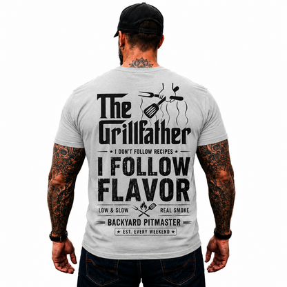 The Grillfather Shirt Funny BBQ Pitmaster Graphic Tee Gift For Men