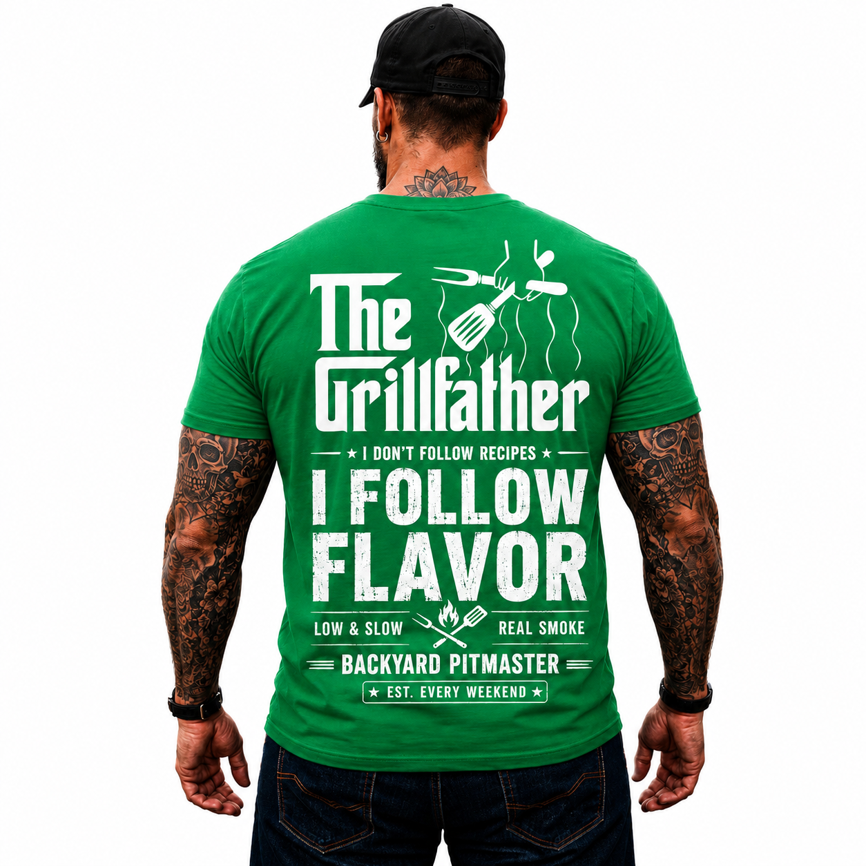 The Grillfather Shirt Funny BBQ Pitmaster Graphic Tee Gift For Men
