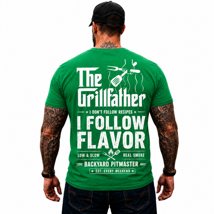 The Grillfather Shirt Funny BBQ Pitmaster Graphic Tee Gift For Men