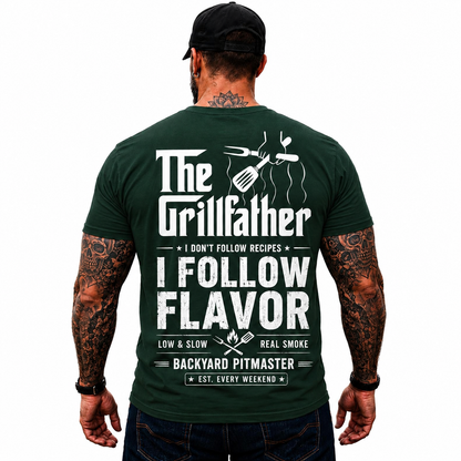 The Grillfather Shirt Funny BBQ Pitmaster Graphic Tee Gift For Men