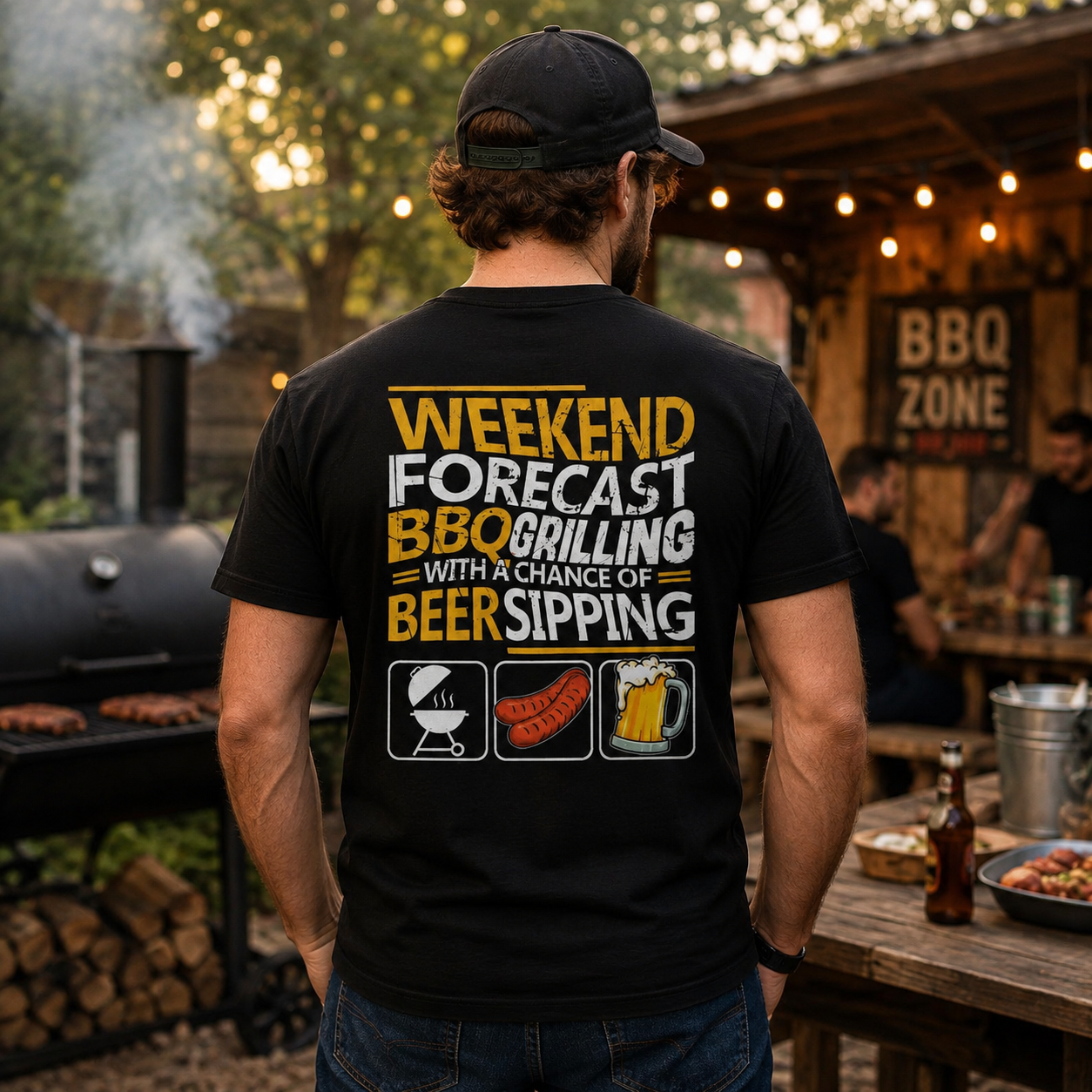 Weekend Forecast BBQ Grilling Shirt Funny Grill Master Graphic Tee Gift For Men