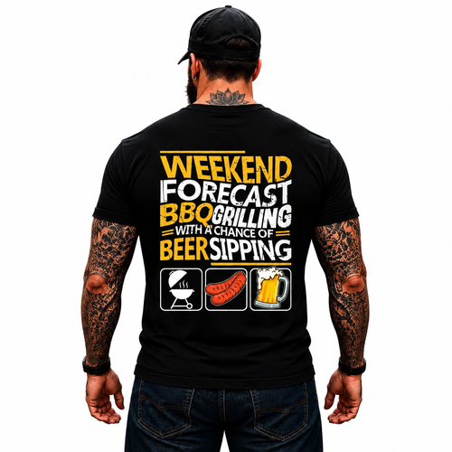 Weekend Forecast BBQ Grilling Shirt Funny Grill Master Graphic Tee Gift For Men