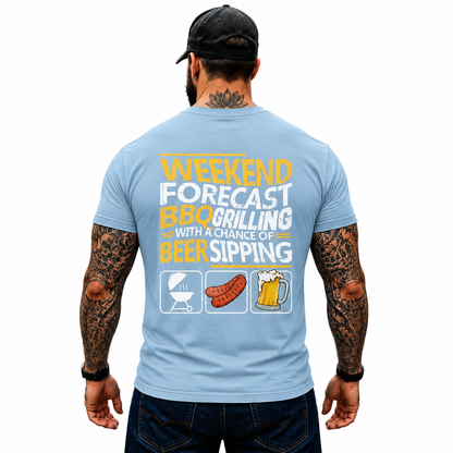 Weekend Forecast BBQ Grilling Shirt Funny Grill Master Graphic Tee Gift For Men