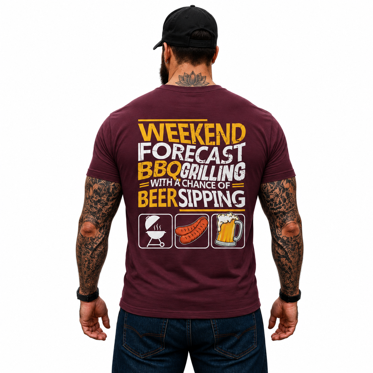 Weekend Forecast BBQ Grilling Shirt Funny Grill Master Graphic Tee Gift For Men