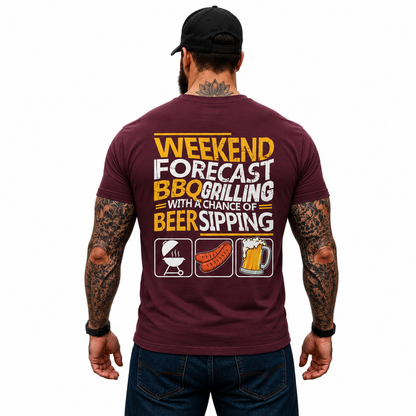 Weekend Forecast BBQ Grilling Shirt Funny Grill Master Graphic Tee Gift For Men