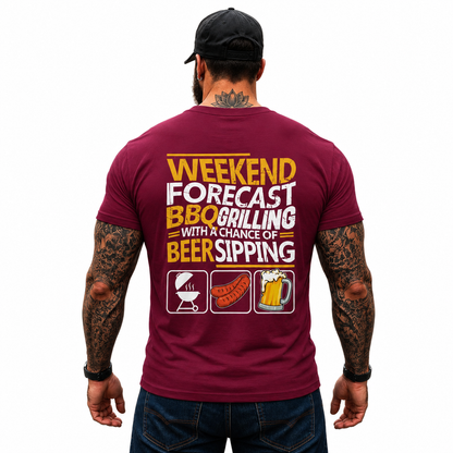 Weekend Forecast BBQ Grilling Shirt Funny Grill Master Graphic Tee Gift For Men
