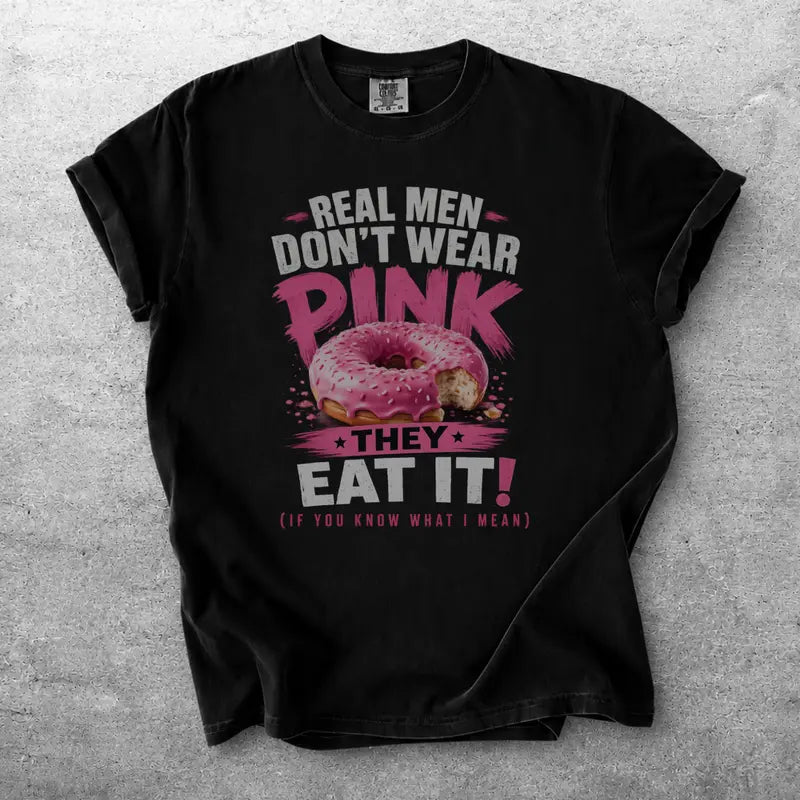 Pink Donut Retro Lip Funny Graphic T Shirt