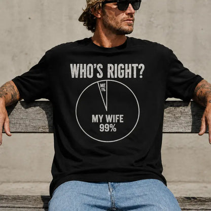 Whos Right My Wife 99 Percent Funny Pie Chart Relationship Shirt