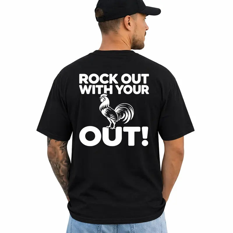 Rock Out With Your Cock Out Funny Adult Humor Graphic T Shirt