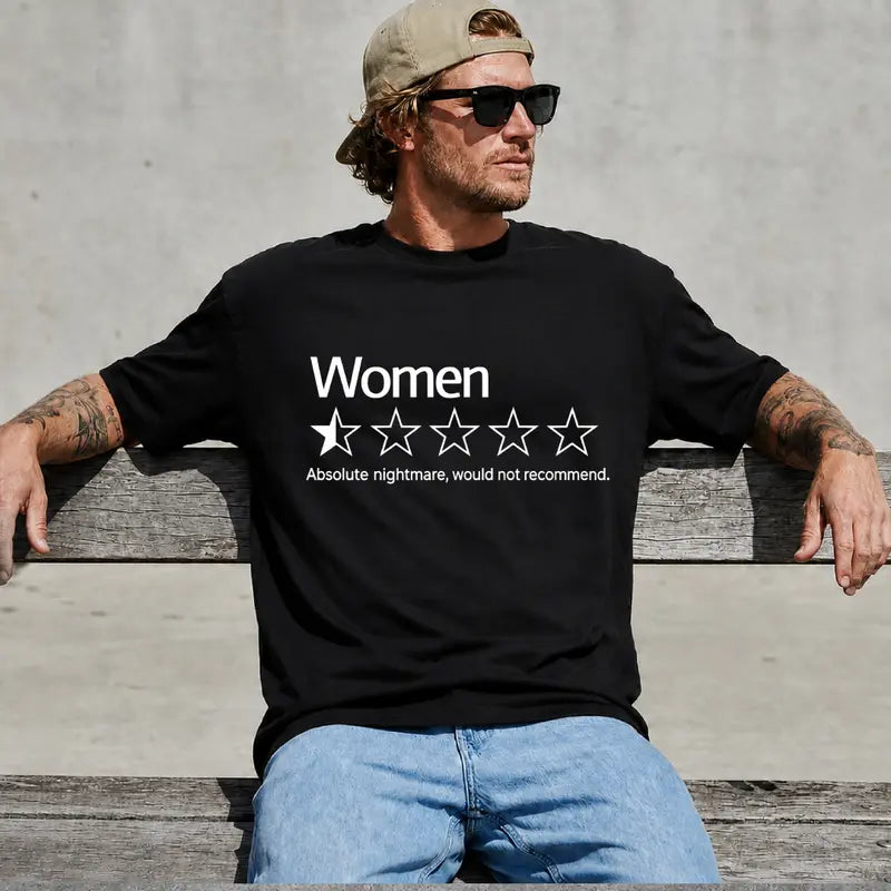Women Half Star Review Funny Sarcastic Rating Graphic T Shirt