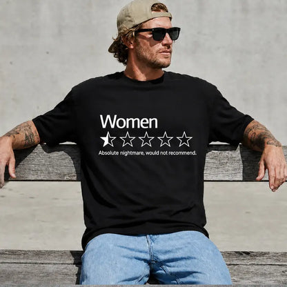 Women Half Star Review Funny Sarcastic Rating Graphic T Shirt