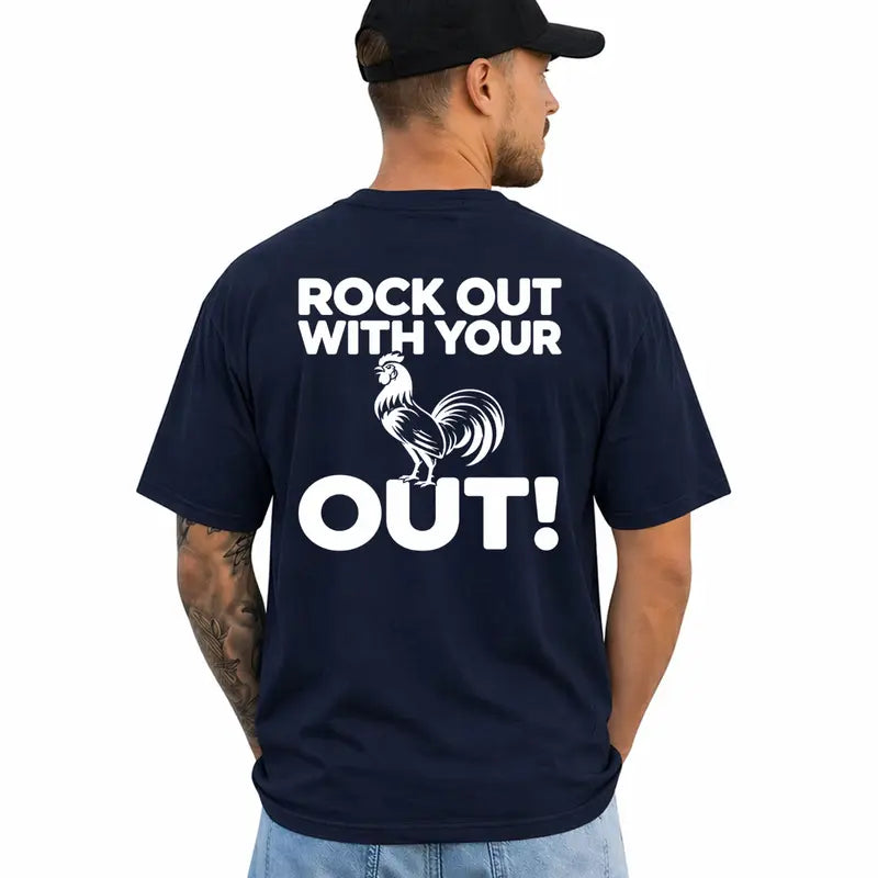 Rock Out With Your Cock Out Funny Adult Humor Graphic T Shirt