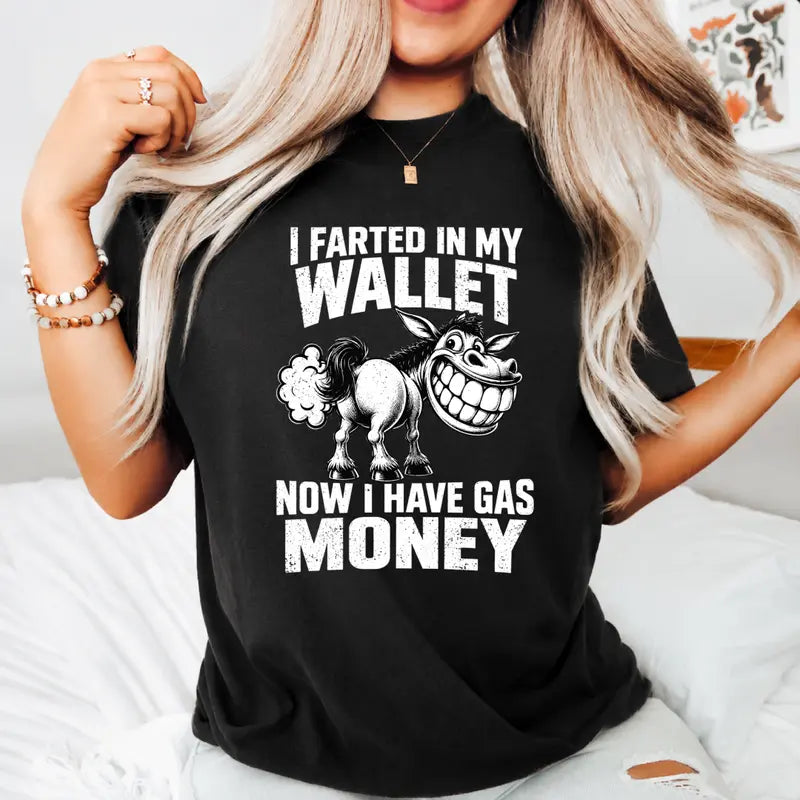 Funny Donkey Gasoline Joke Gas Money Graphic T Shirt