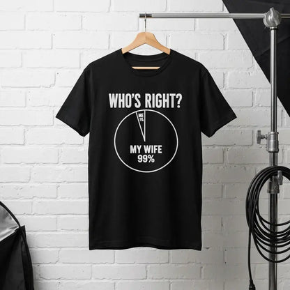 Whos Right My Wife 99 Percent Funny Pie Chart Relationship Shirt