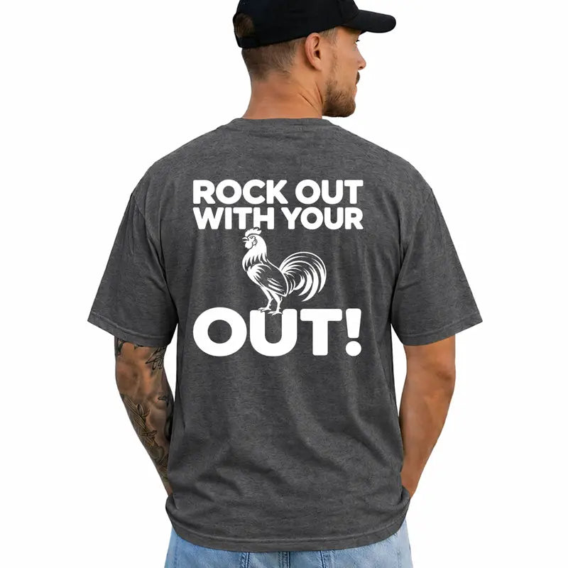 Rock Out With Your Cock Out Funny Adult Humor Graphic T Shirt