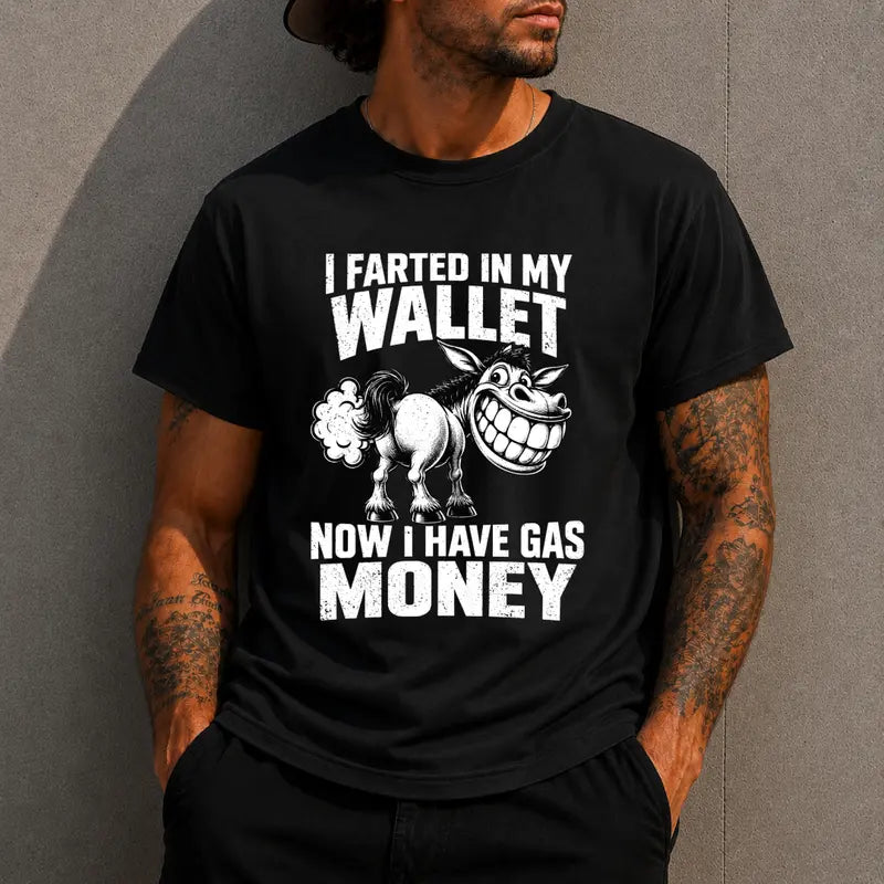 Funny Donkey Gasoline Joke Gas Money Graphic T Shirt
