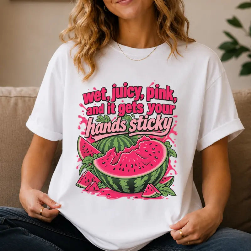 Pink Watermelon Retro Fruit Unisex Graphic T Shirt