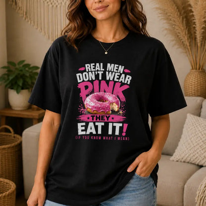 Pink Donut Retro Lip Funny Graphic T Shirt
