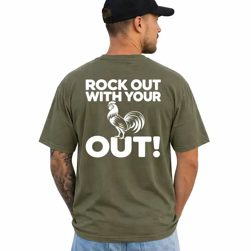Rock Out With Your Cock Out Funny Adult Humor Graphic T Shirt