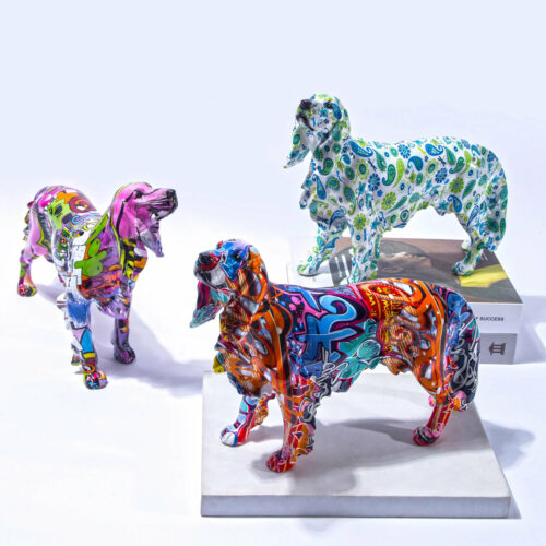 Golden Retriever Graffiti Painted Statue