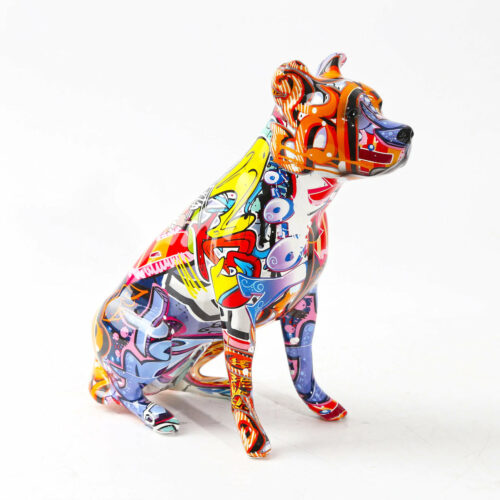 Staffordshire Terrier Graffiti Painted Statue