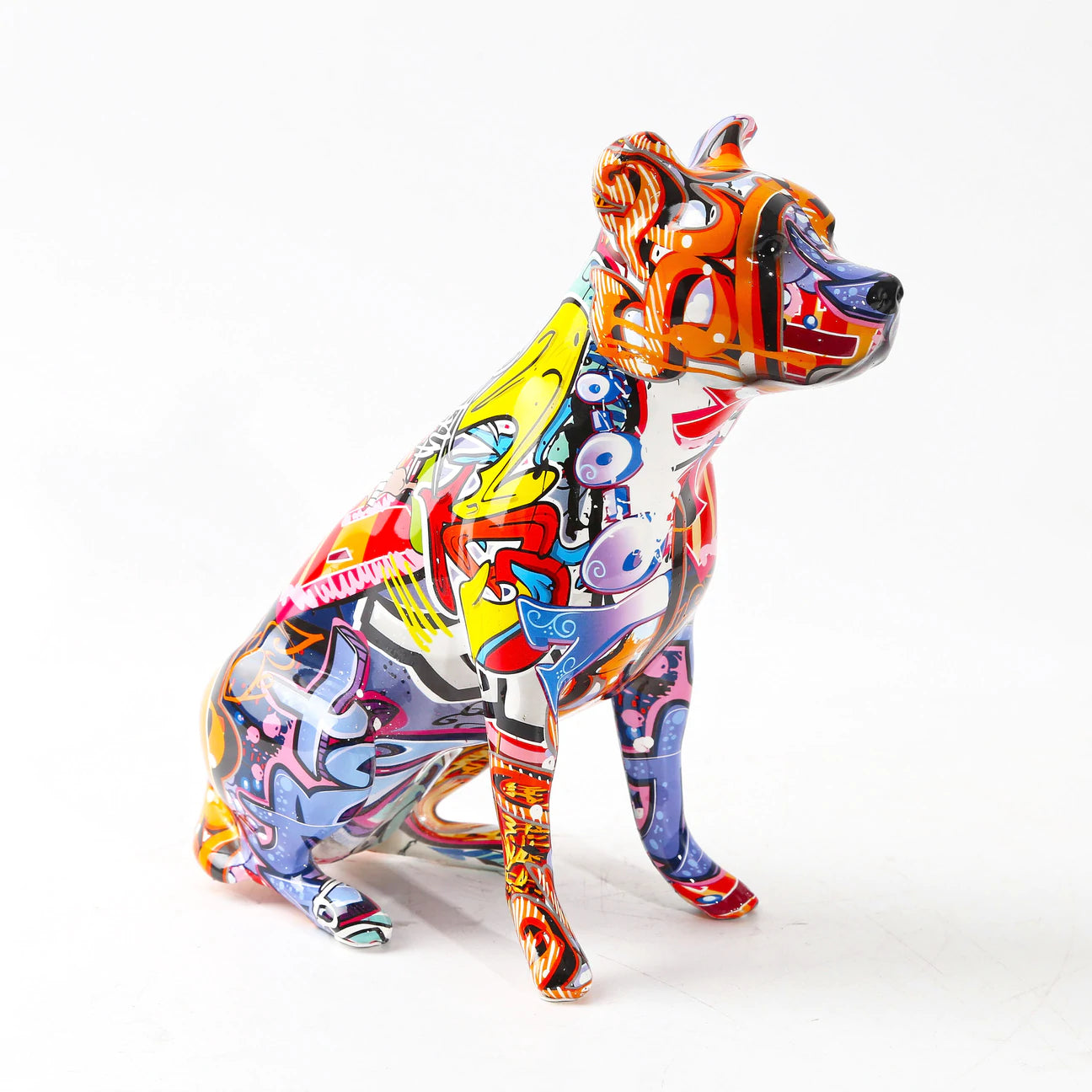 Staffordshire Terrier Graffiti Painted Statue