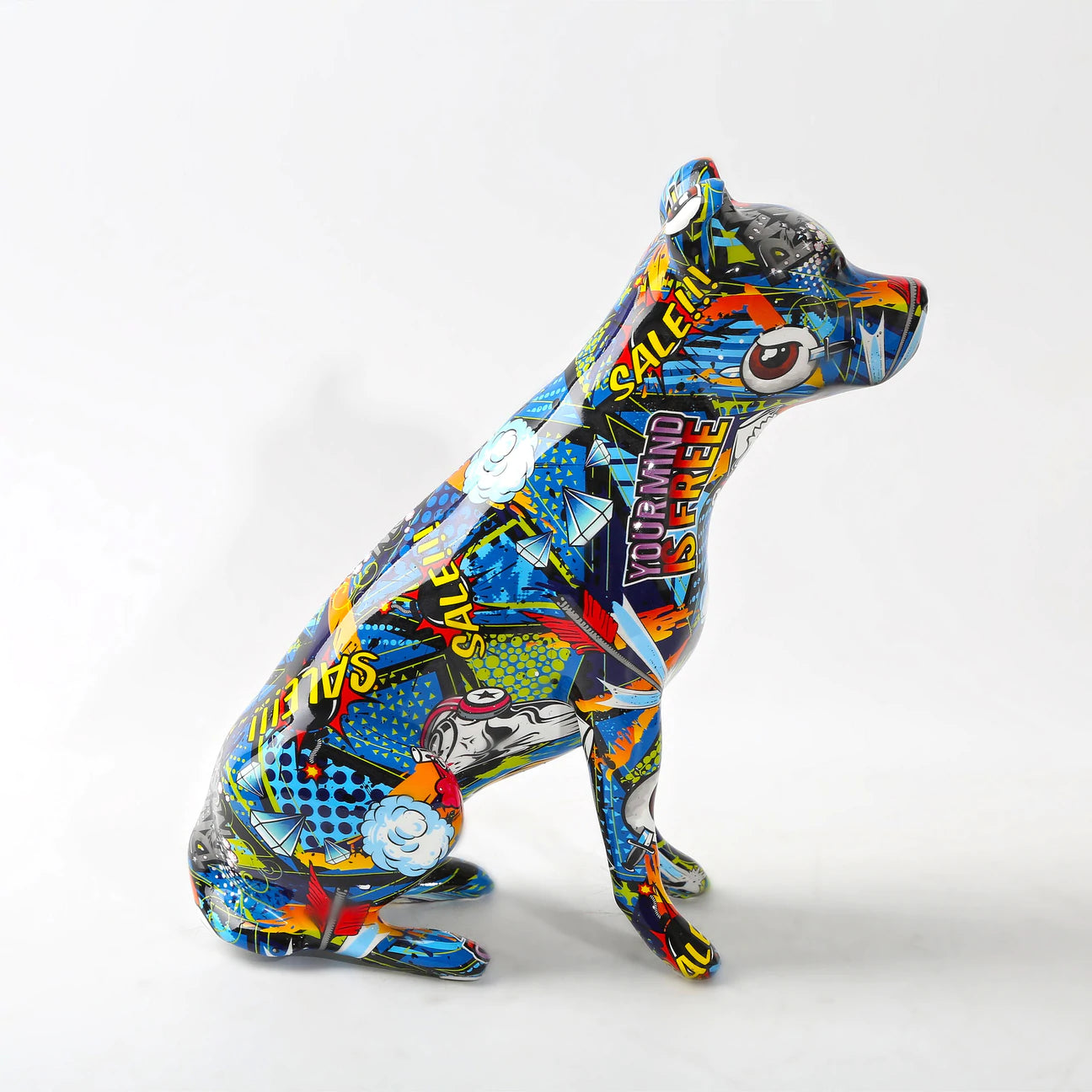 Staffordshire Terrier Graffiti Painted Statue - Image 3