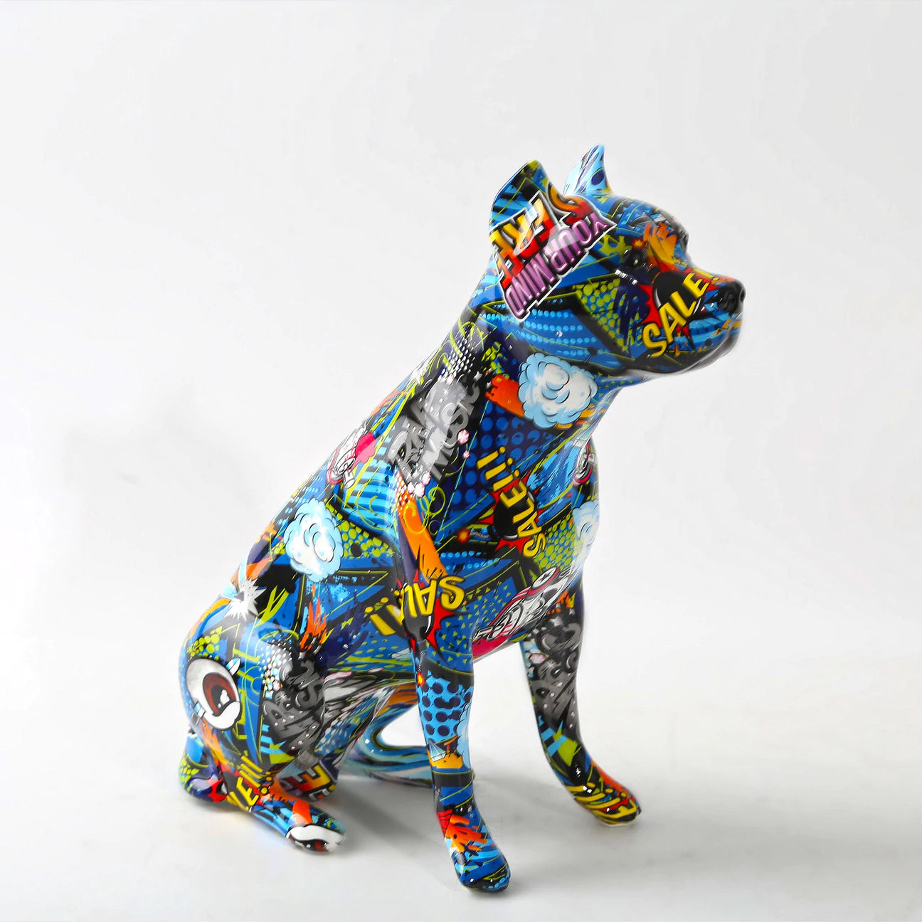 Staffordshire Terrier Graffiti Painted Statue - Image 4