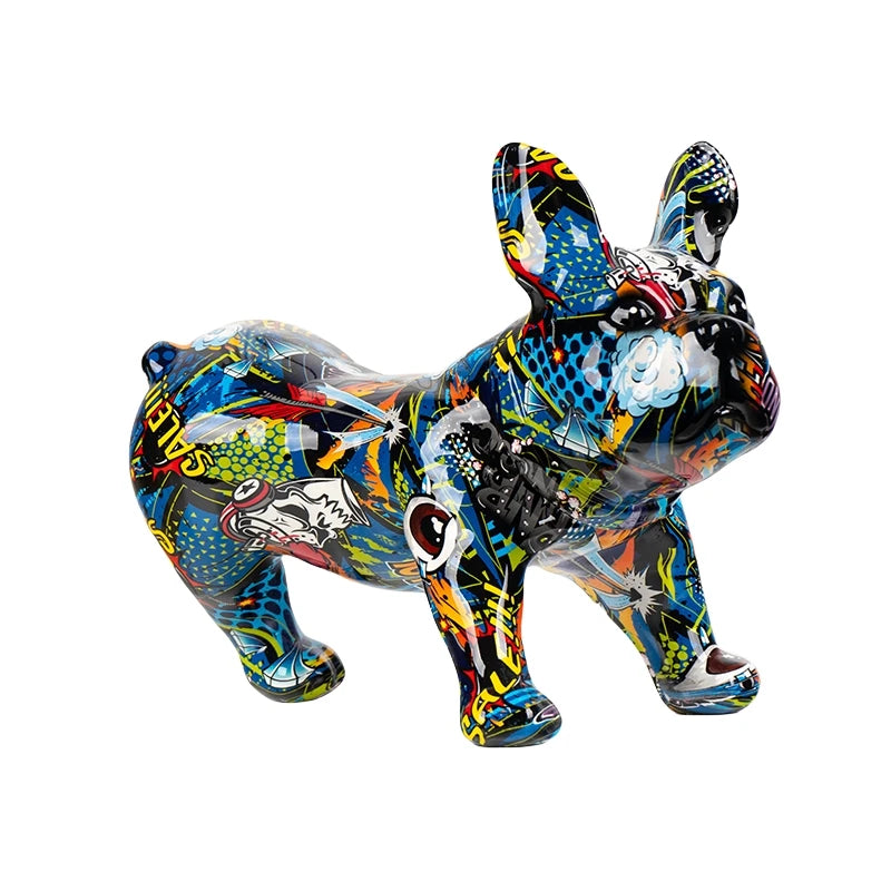 French Bulldog Doing Number One Graffiti Painted Sculpture - Image 7