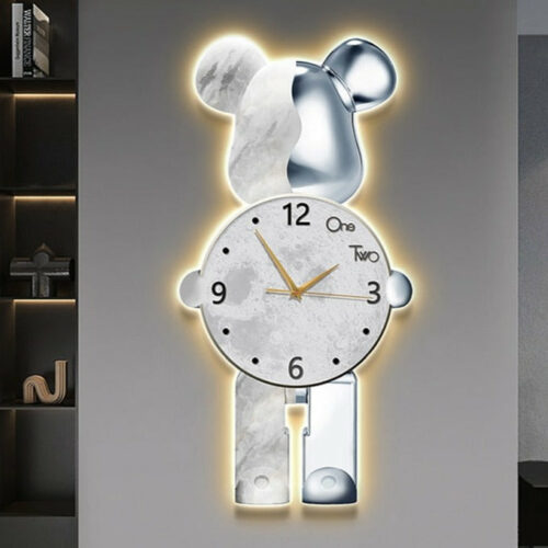 Alternative view of Bear Wall Clock With LED Light