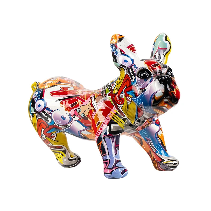 French Bulldog Doing Number One Graffiti Painted Sculpture - Image 5