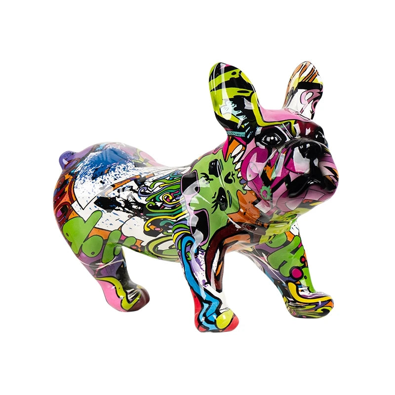 French Bulldog Doing Number One Graffiti Painted Sculpture - Image 6