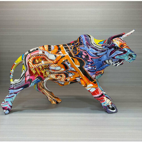 Alternative view of Graffiti Painted Bull Sculpture