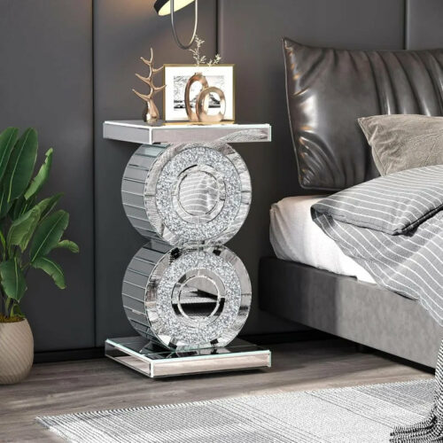 Alternative view of Diamond Gleam Mirrored Side Table