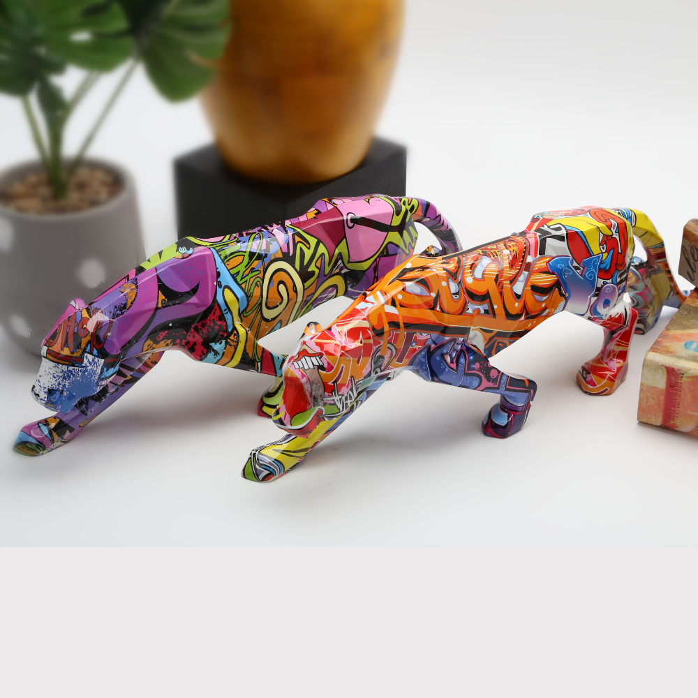 Graffiti Painted Panther Sculpture - Image 2