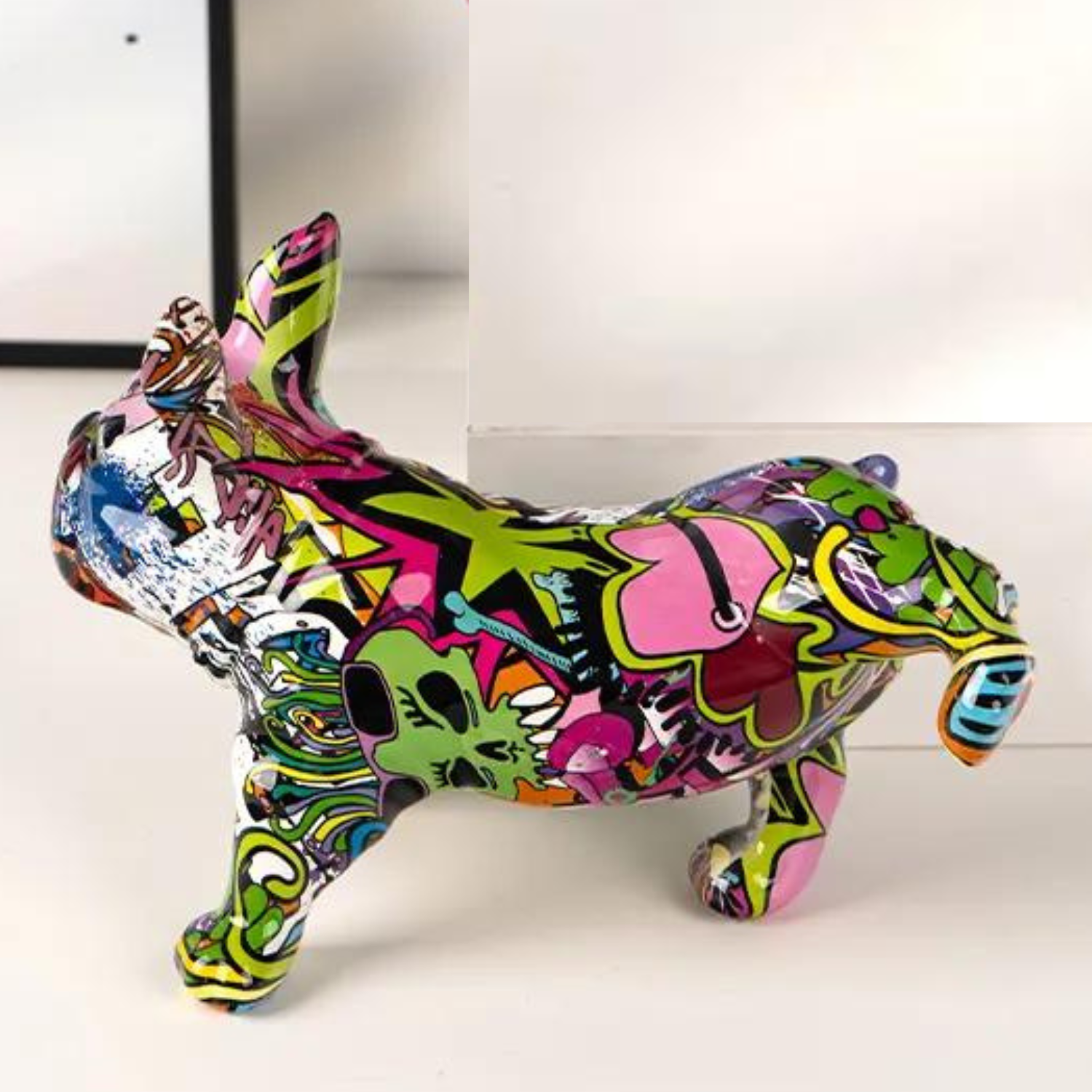 French Bulldog Doing Number One Graffiti Painted Sculpture - Image 3