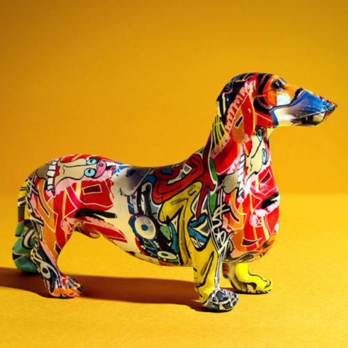 Alternative view of Dachshund Nordic Painted Statue